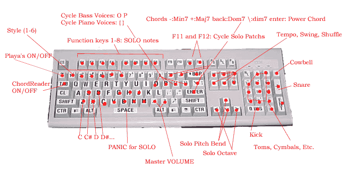 Detailed diagram of keyboard functionality
