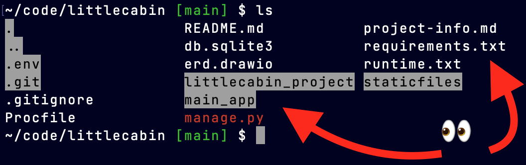 Screen Shot of terminal showing example files at floor level
