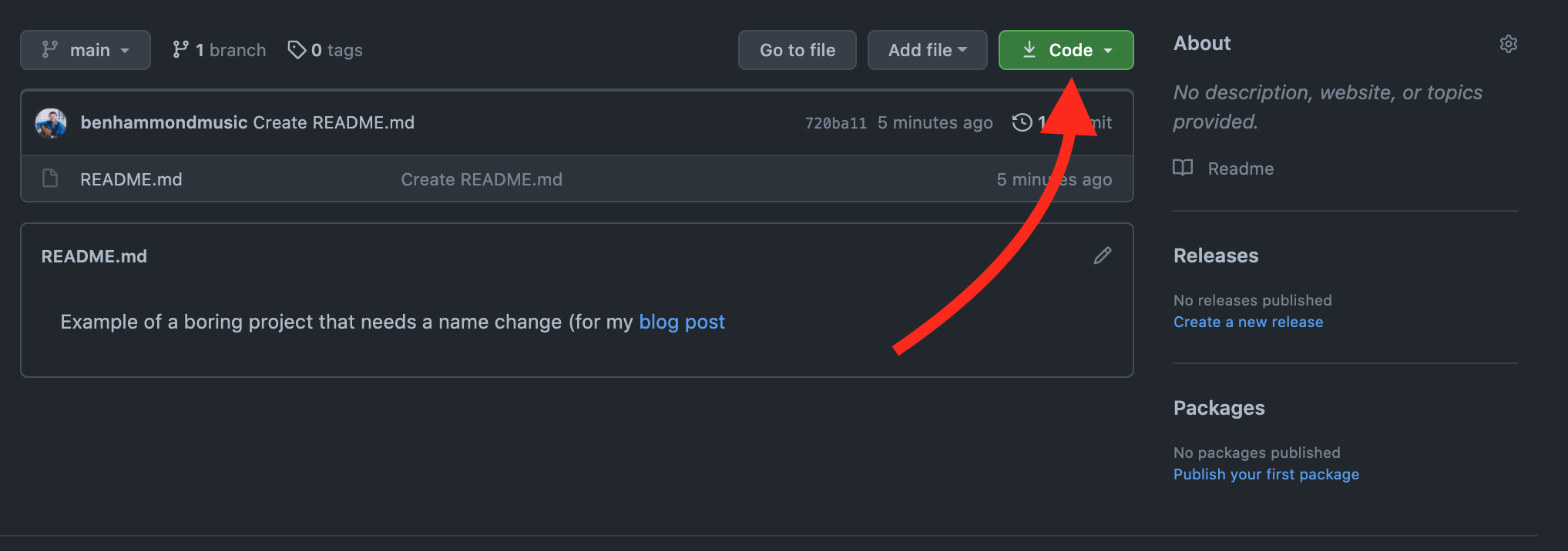 Screen Shot showing github green button
